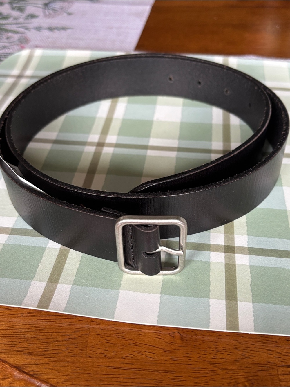 NWT Lucky Brand Black Leather Belt with Silver Buckle
